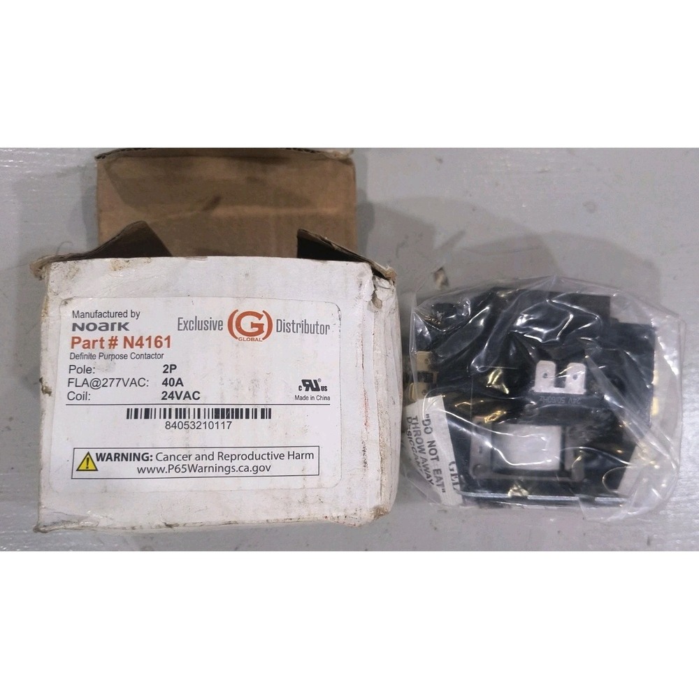 NEW Noark N4161 Definite Purpose Contactor 2 Pole 40A FLA 24VAC Coil HVAC NIB